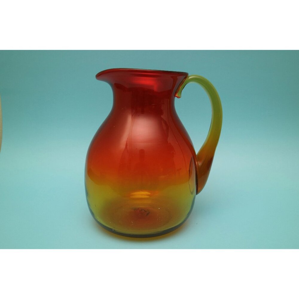 Gorgeous Vintage 1960s Blenko Tangerine 637m Glass Pitcher